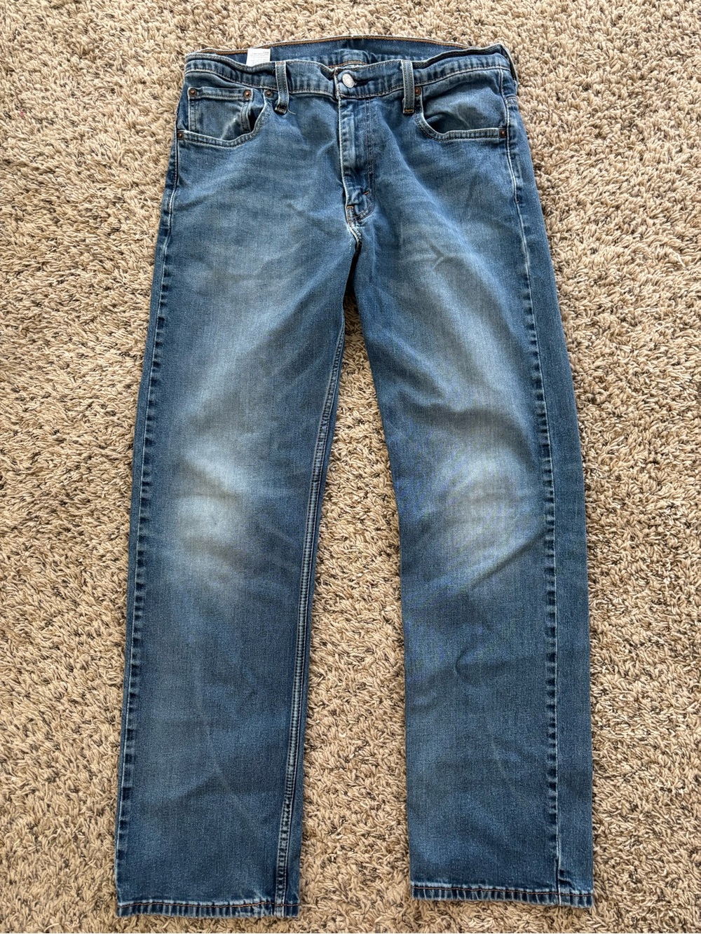 Levi’s 501 Men’s Jeans 34x34 Blue Straight Leg Button Fly Distressed Vintage - Picture 2 of 9